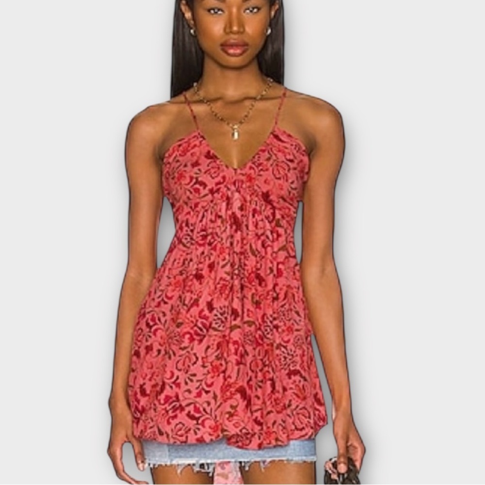 Free People Pixie Printed Sleeveless Tunic Top in Floral Print Size XS NWOT
